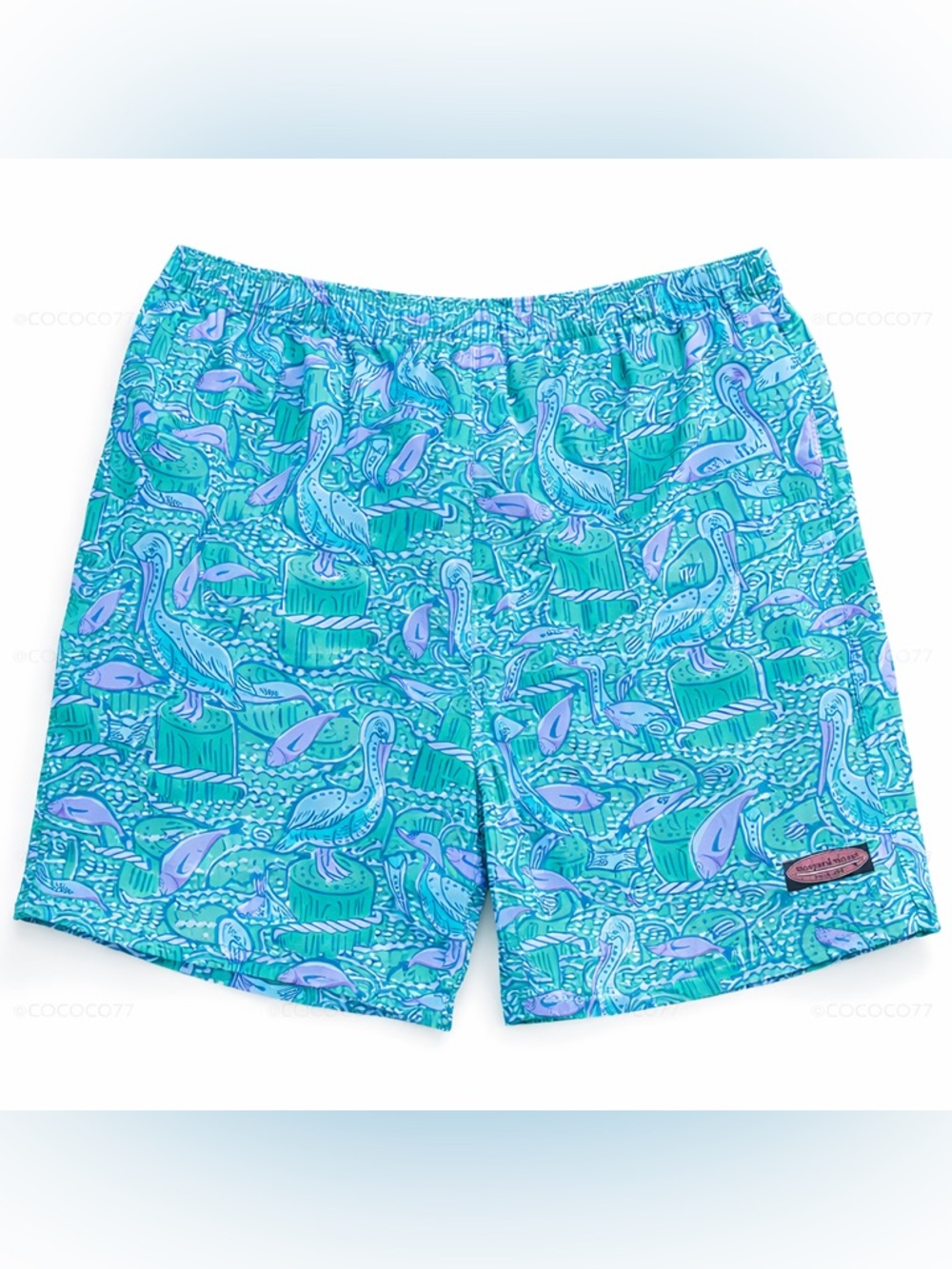 Vineyard Vines Men’s Swim Trunks XXL Green Blue Pelican Print Elastic Waist - Picture 1 of 6